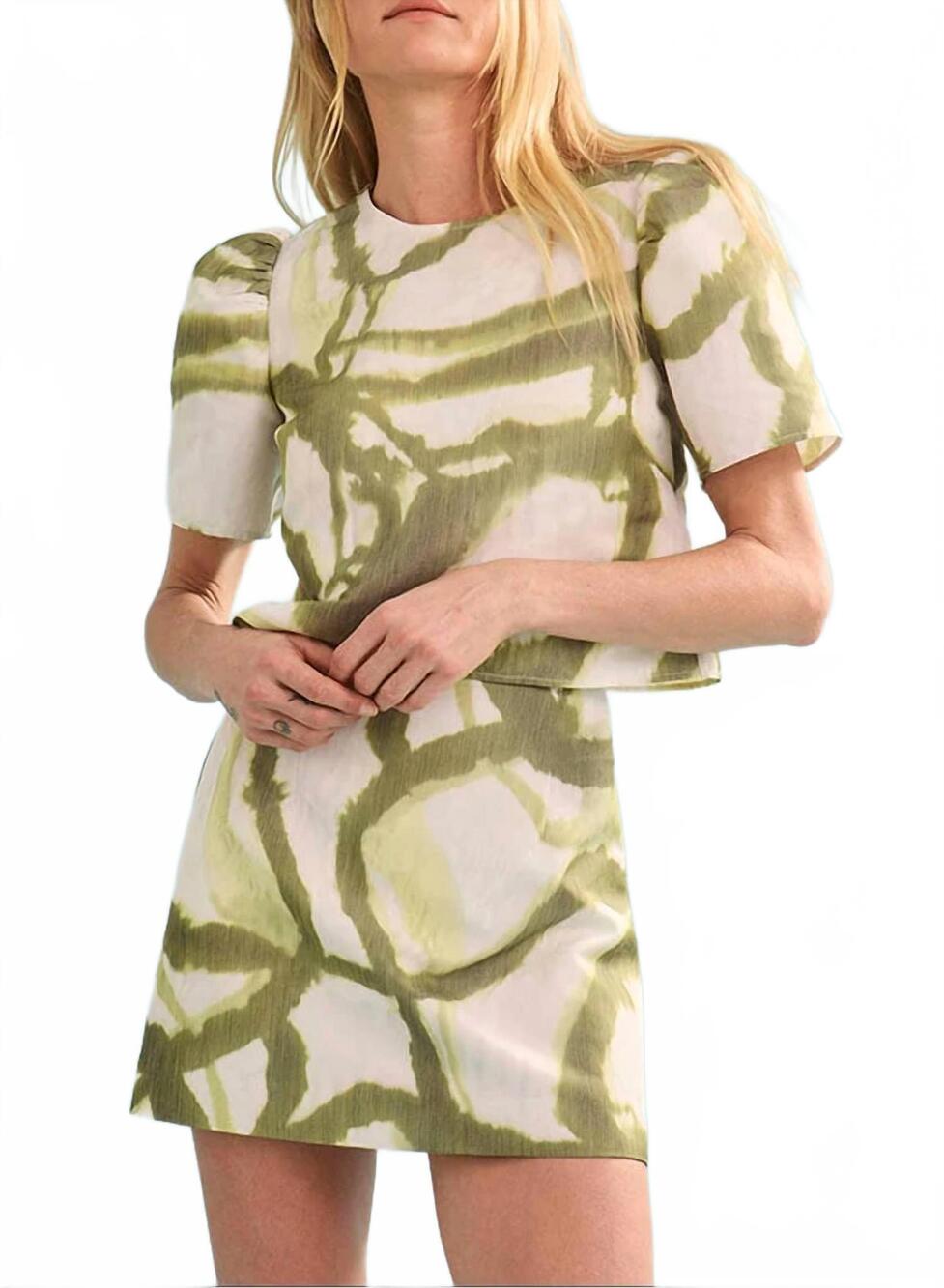 NEW HUNTER BELL britt mini skirt in seabreeze ikat